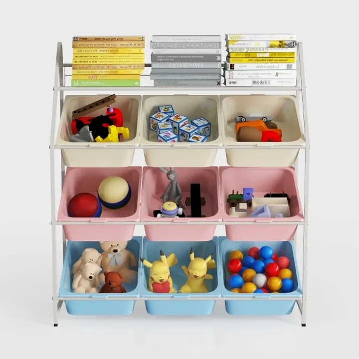 Modern Metal Plastic Kids Toy Storage Shelf 3D Model