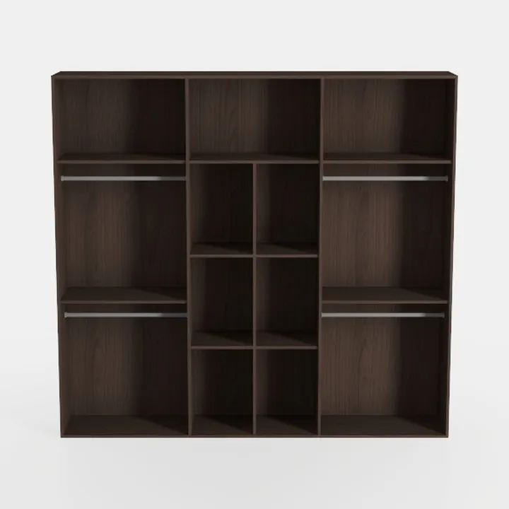 Modern Dark Walnut Solid Wood Wardrobe Closet 3D Model