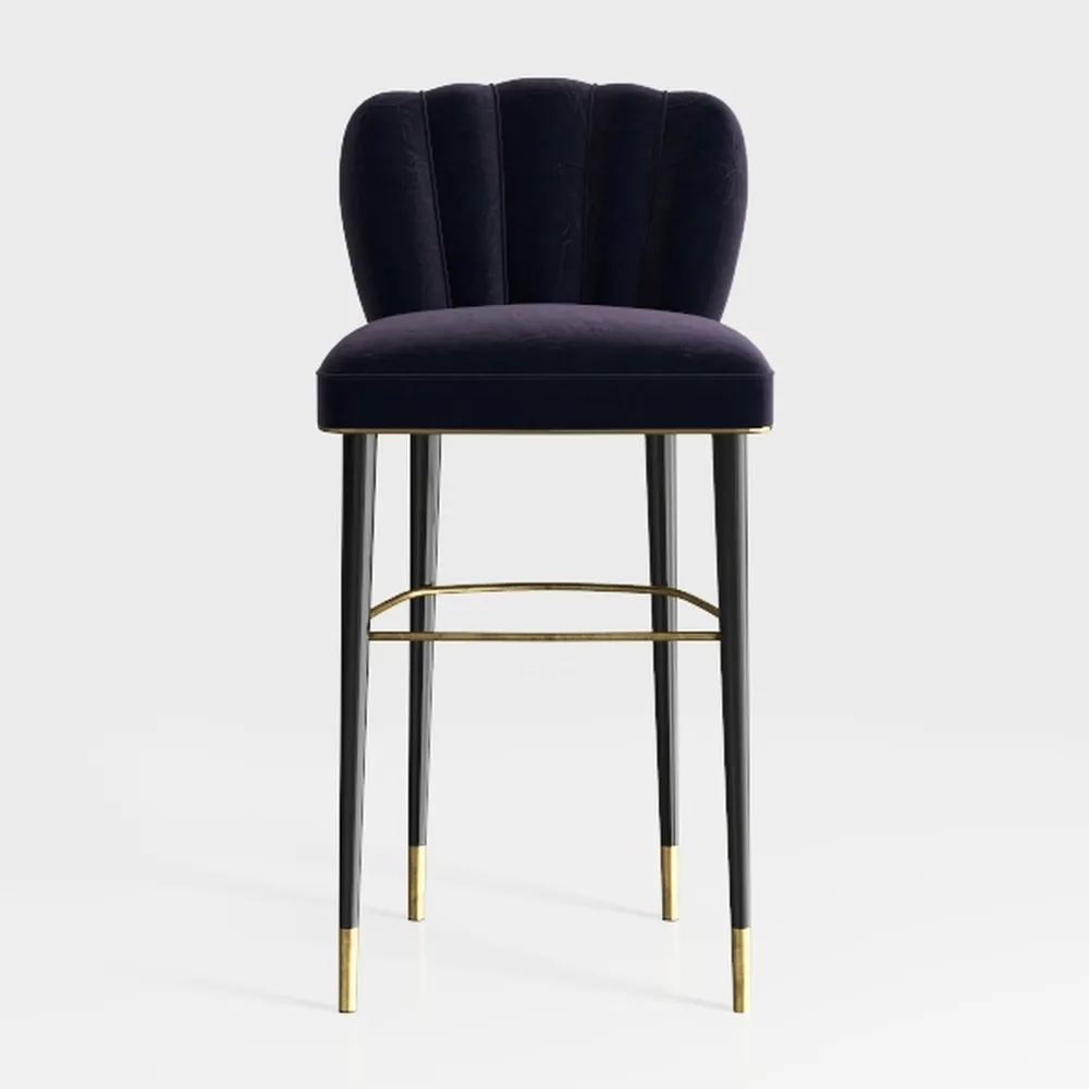 Set of 3 Velvet Swivel Bar Stools with Back - Mode