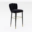 Modern Velvet Upholstered Channel Tufted Bar Stool 3D Model Right 45 Degree View