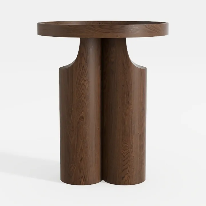 Minimalist Walnut Solid Wood Round Side Table 3D Model