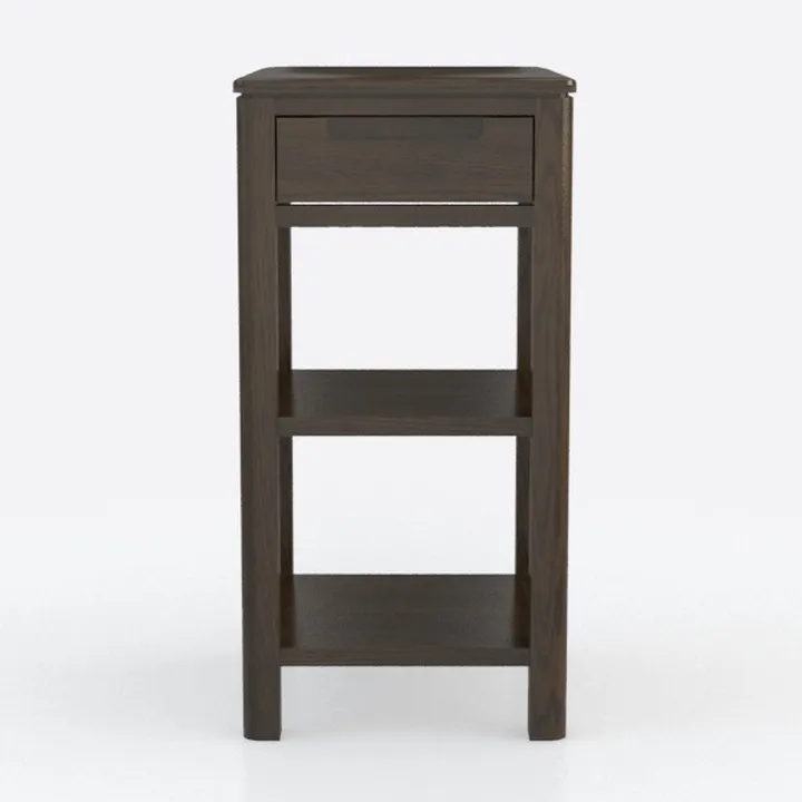 Minimalist Solid Wood Nightstand With Open Shelves Drawer 3D Model
