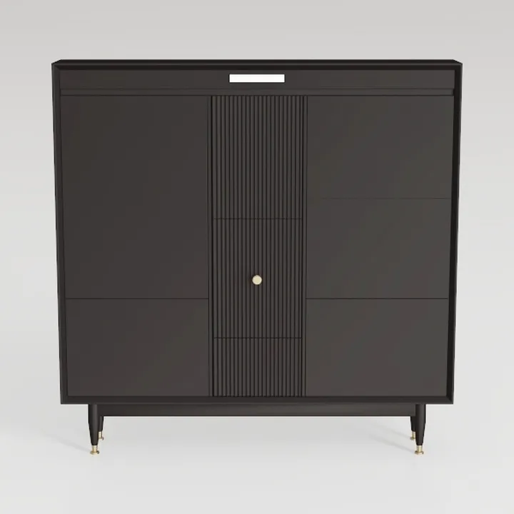 Modern Minimalist Black Solid Wood Storage Cabinet 3D Model