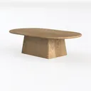 Minimalist Solid Oak Oval Coffee Table 3D Model Left 45 Degree View