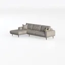 Minimalist Fabric L Shaped Sectional Sofa with Quilted Backrest 3D Model Left 45 Degree View