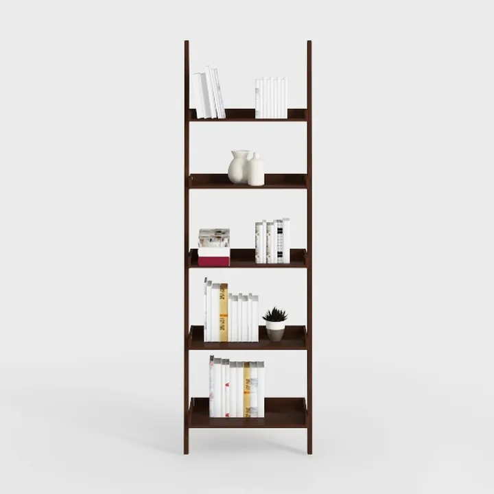 Minimalist Walnut Freestanding Bookshelf Storage Display 3D Model
