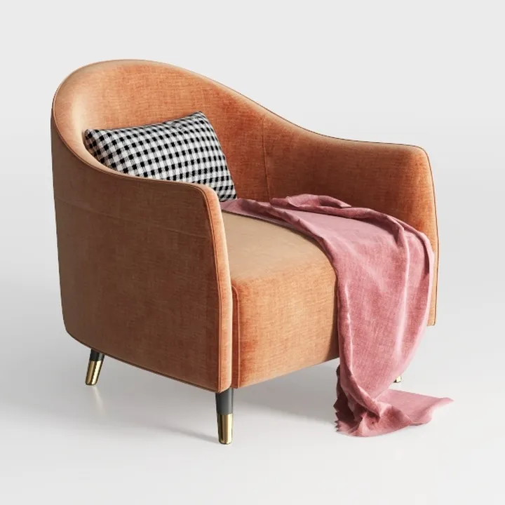 360 Degree Chenille Swivel Chair, Modern Barrel Cl