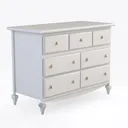 Minimalist White Solid Wood Dresser with Gold Hardware 3D Model Right 45 Degree View