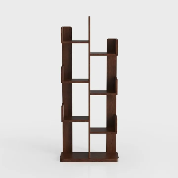 Minimalist Walnut Solid Wood Asymmetrical Bookshelf 3D Model
