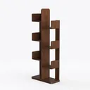 Minimalist Walnut Solid Wood Asymmetrical Bookshelf 3D Model Left 45 Degree View