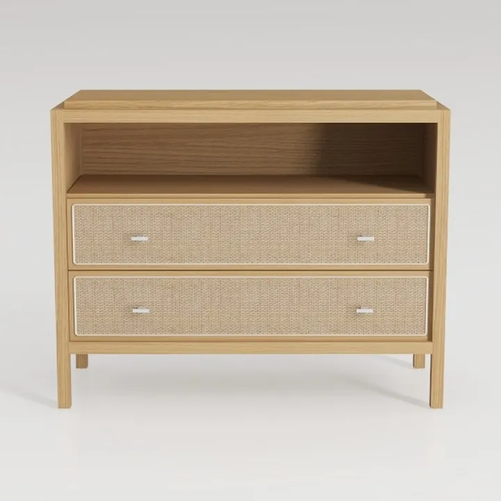 3 Drawer Dresser for Bedroom, Wooden Rattan