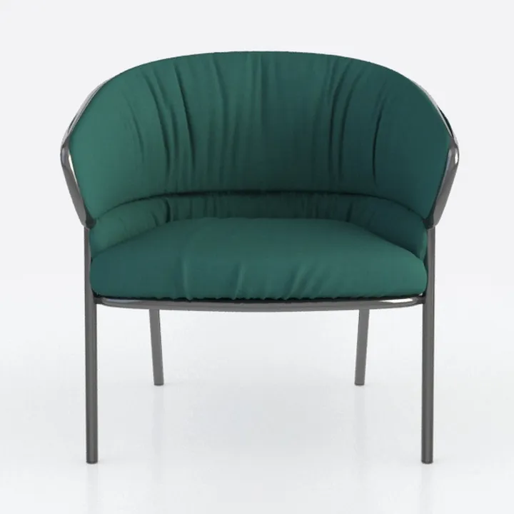 Modern Dark Green Fabric Metal Frame Armchair 3D Model