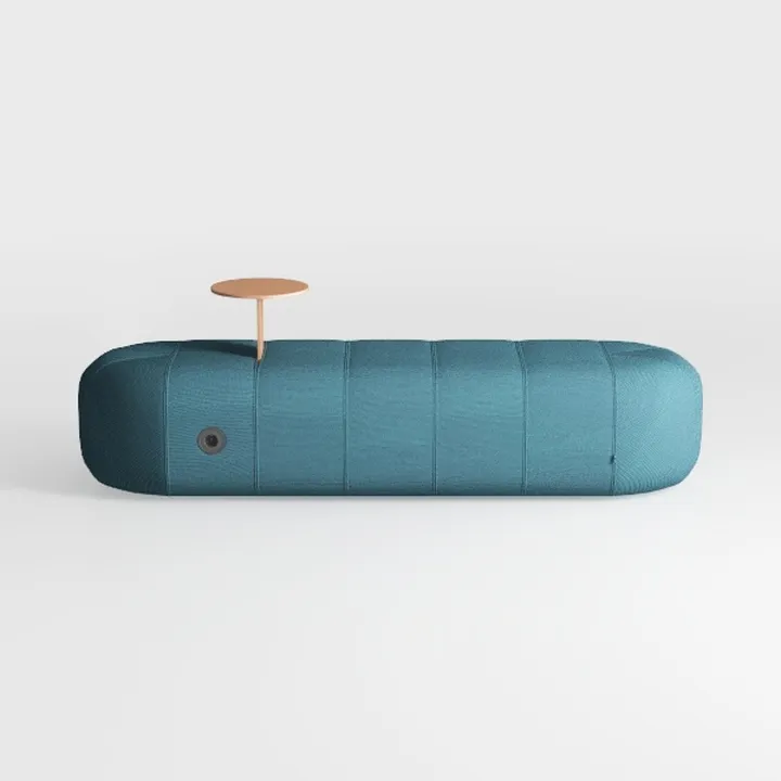 Minimalist Fabric Upholstered Long Bench with Side Table 3D Model