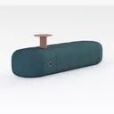 Minimalist Fabric Upholstered Long Bench with Side Table 3D Model Right 45 Degree View