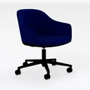 Minimalist Navy Fabric Office Chair 3D Model Right 45 Degree View
