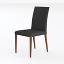 Minimalist Black Fabric Wooden Dining Chair 3D Model Left 45 Degree View