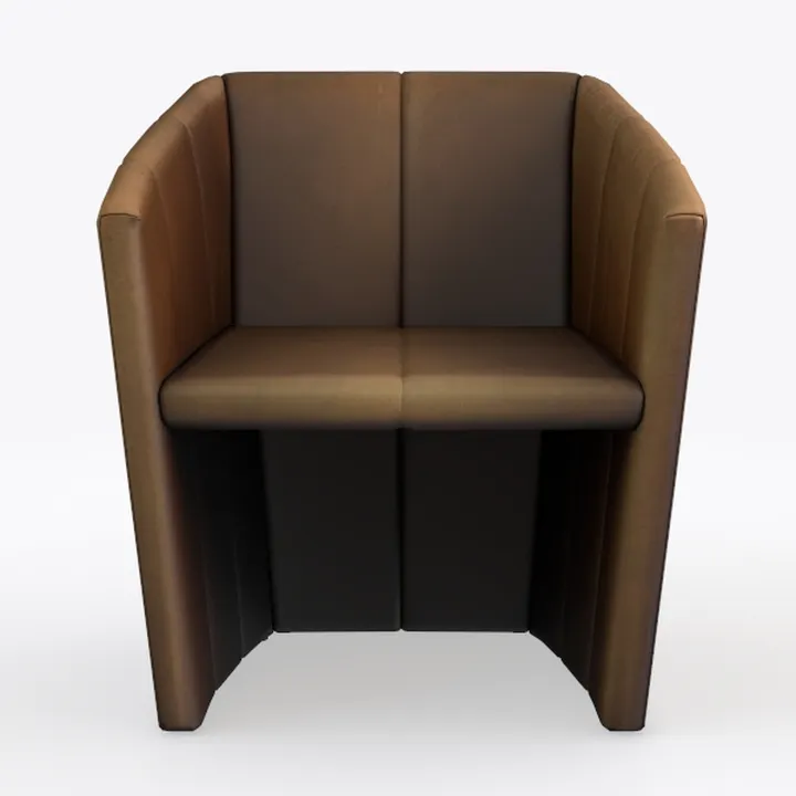 Modern Brown Leather Upholstered Armchair 3D Model