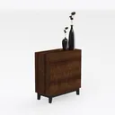 Minimalist Solid Wood Dark Walnut Cabinet 3D Model Right 45 Degree View
