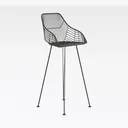 Minimalist Black Metal Wire Dining Chair 3D Model Right 45 Degree View
