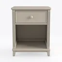 Minimalist Solid Wood Nightstand with Drawer and Open Shelf 3D Model Front View