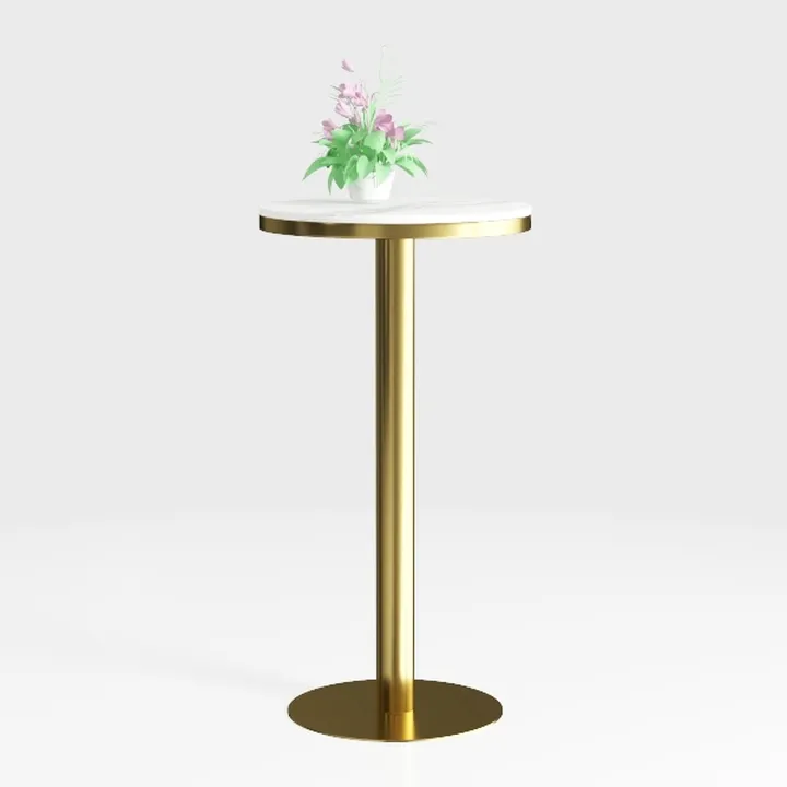 Modern Marble Top Gold Metal Round Side Table 3D Model