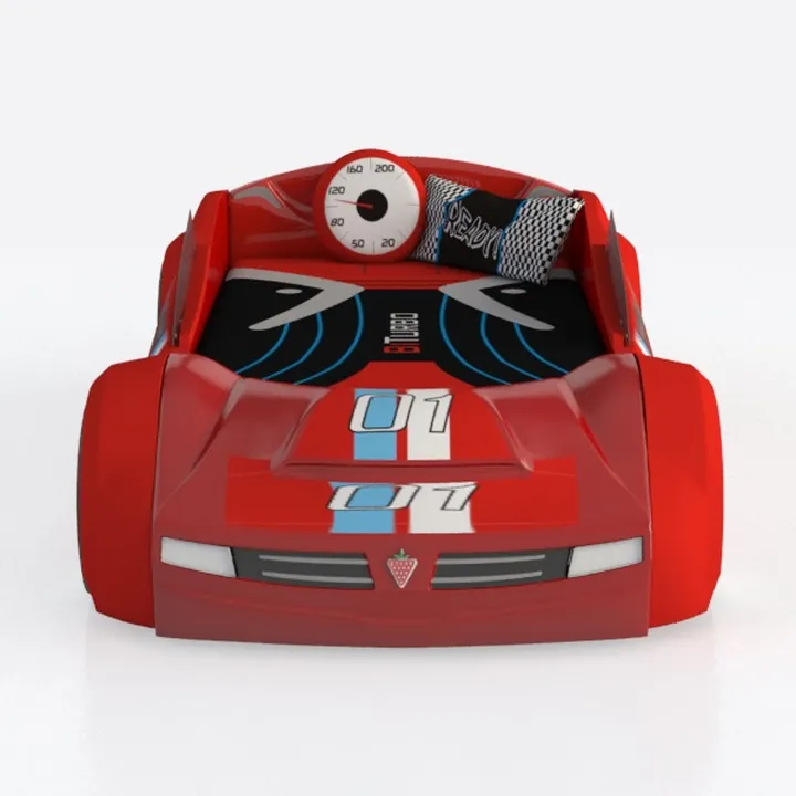 Red Racing Car Shaped Kids Bed with Speedometer Decor 3D Model