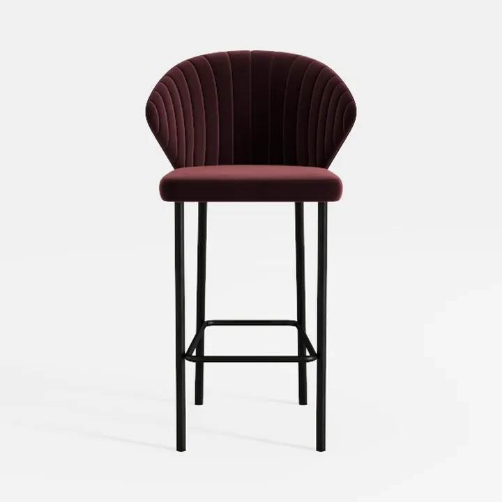 Set of 2 Modern Velvet Swivel Bar Stools Upholster