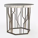 Modern Marble Top Metal Frame Round Side Table 3D Model Left 45 Degree View