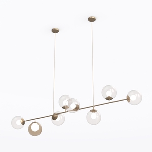 Modern Brass Glass Linear Pendant Chandelier 3D Model