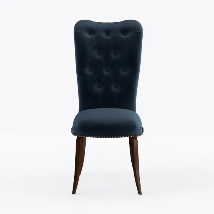 Navy Velvet Tufted Contemporary Dining Chair 3D Model