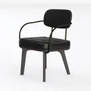 Modern Black Leather Upholstered Metal Armchair 3D Model Left 45 Degree View