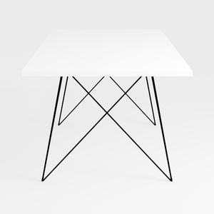 Minimalist White Metal Hairpin Leg Square Coffee Table 3D Model