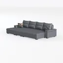 Minimalist Gray Fabric L Shaped Sectional Sofa 3D Model Left 45 Degree View