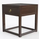 Traditional Solid Wood Single Drawer Nightstand with Brass Hardware 3D Model Left 45 Degree View
