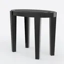 Minimalist Black Solid Wood Round Coffee Table 3D Model Left 45 Degree View