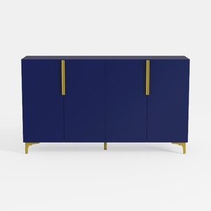 Modern Navy Blue Gold Accent Four Door Sideboard Cabinet 3D Model
