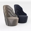 Modern Velvet Upholstered Set of Two Accent Chairs 3D Model Right 45 Degree View