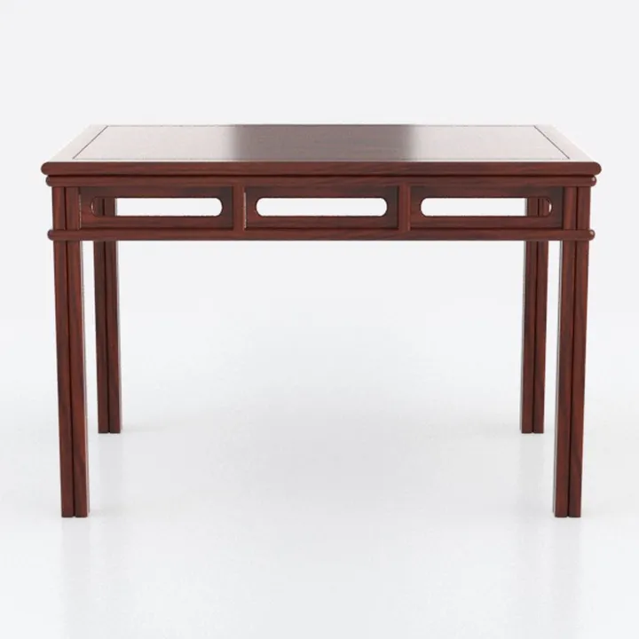 Traditional Solid Wood Rectangular Dining Table Classic Design 3D Model