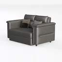 Modern Gray Leather Loveseat Sofa with Decorative Throw Pillows 3D Model Left 45 Degree View