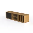 Minimalist Solid Oak TV Stand Cabinet With Open Shelves 3D Model Left 45 Degree View