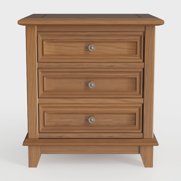 HULALA HOME Farmhouse 3 Drawer Nightstand with