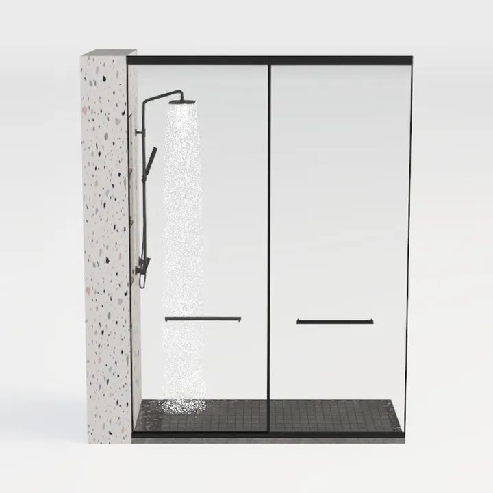 Frameless Sliding Shower Door - Matte Black