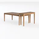 Minimalist Solid Oak Nesting Coffee Table 3D Model Left 45 Degree View