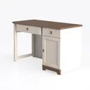 Minimalist Two Tone Solid Wood Home Office Desk 3D Model Left 45 Degree View