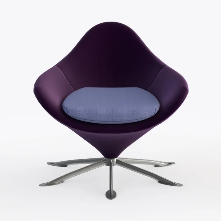 Modern Purple Fabric Metal Swivel Armchair 3D Model