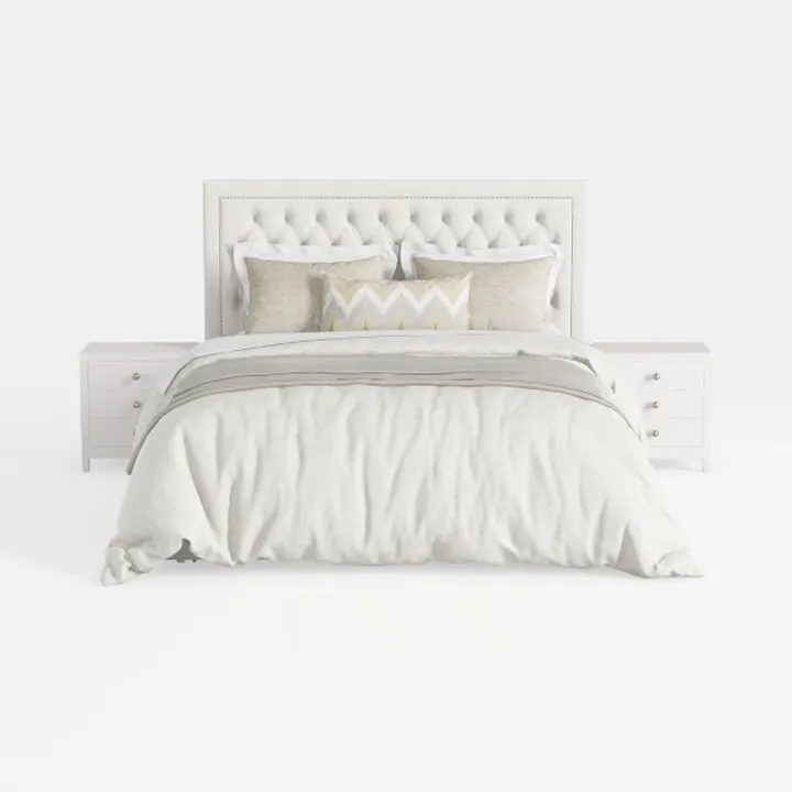 Upholstered LED Bed Frame King Size with 3 Storage