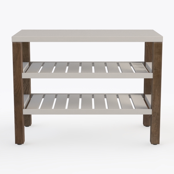 Small Shoe Bench with Cushion,2 Tiers Shoe Rack
