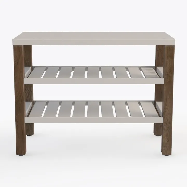 Small Shoe Bench with Cushion,2 Tiers Shoe Rack