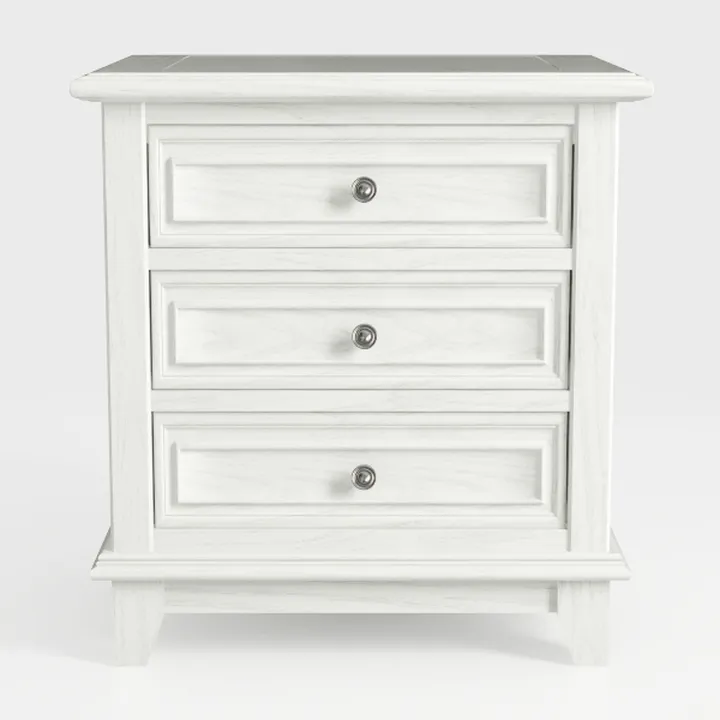 DICTAC White Nightstand Set of 2 with Charging