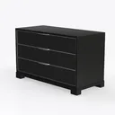 Modern Black Solid Wood 3 Drawer Dresser Cabinet 3D Model Left 45 Degree View